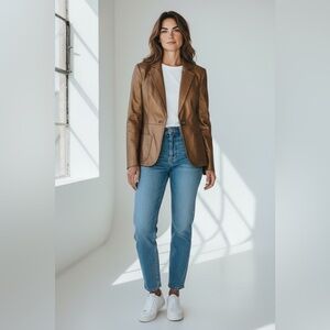 Iris Setlakwe Blazer Jacket Women’s Size 8 Camel Brown Snake Print